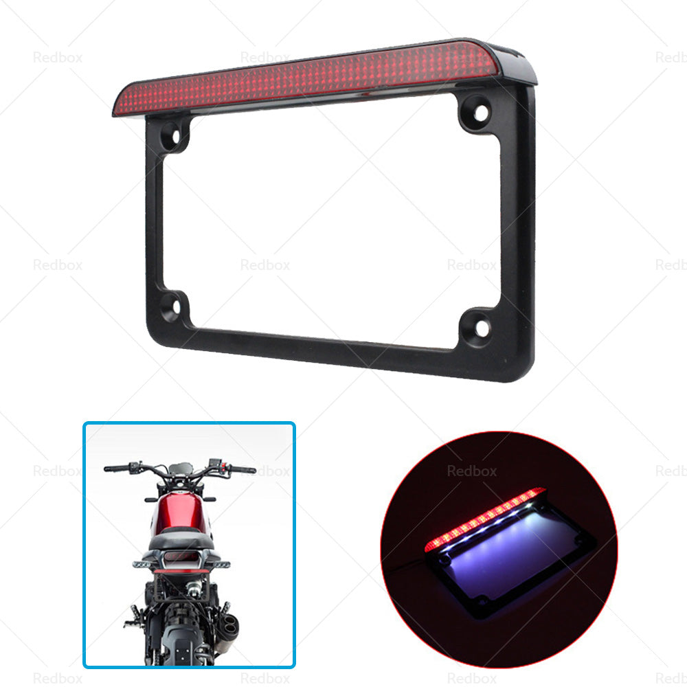 Motorcycle License Plate Frame Bracket w LED Brake Light Suitable For Harley-4