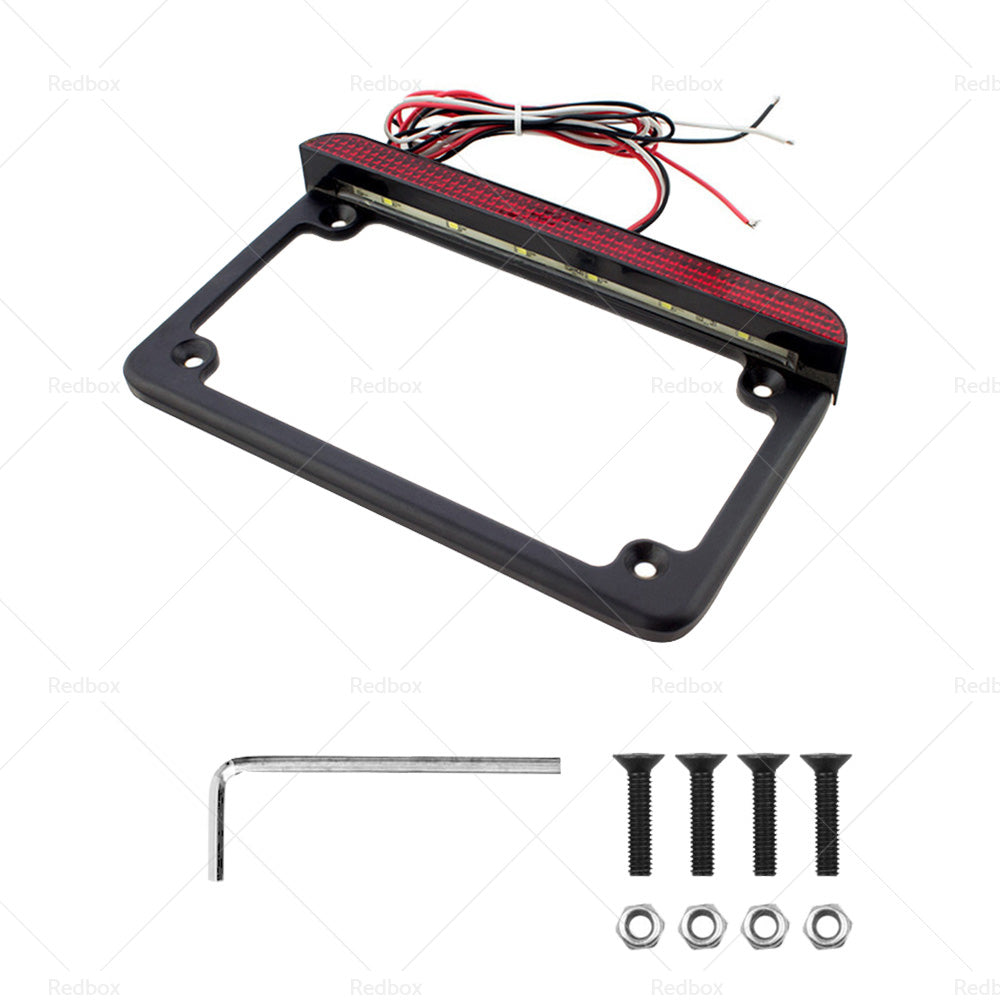 Motorcycle License Plate Frame Bracket w LED Brake Light Suitable For Harley-3