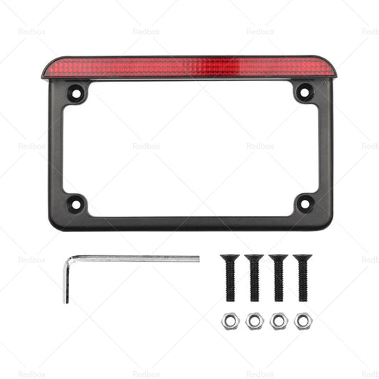 Motorcycle License Plate Frame Bracket w  LED Brake Light  Suitable For Harley-2