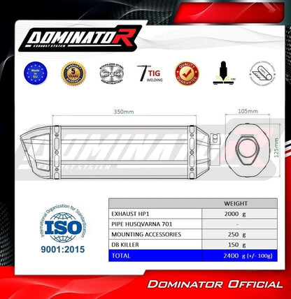 Husqvarna 701 SM Supermoto 2021 - 2023 Exhaust Silencer Muffler HP1 BLACK + dB killer
