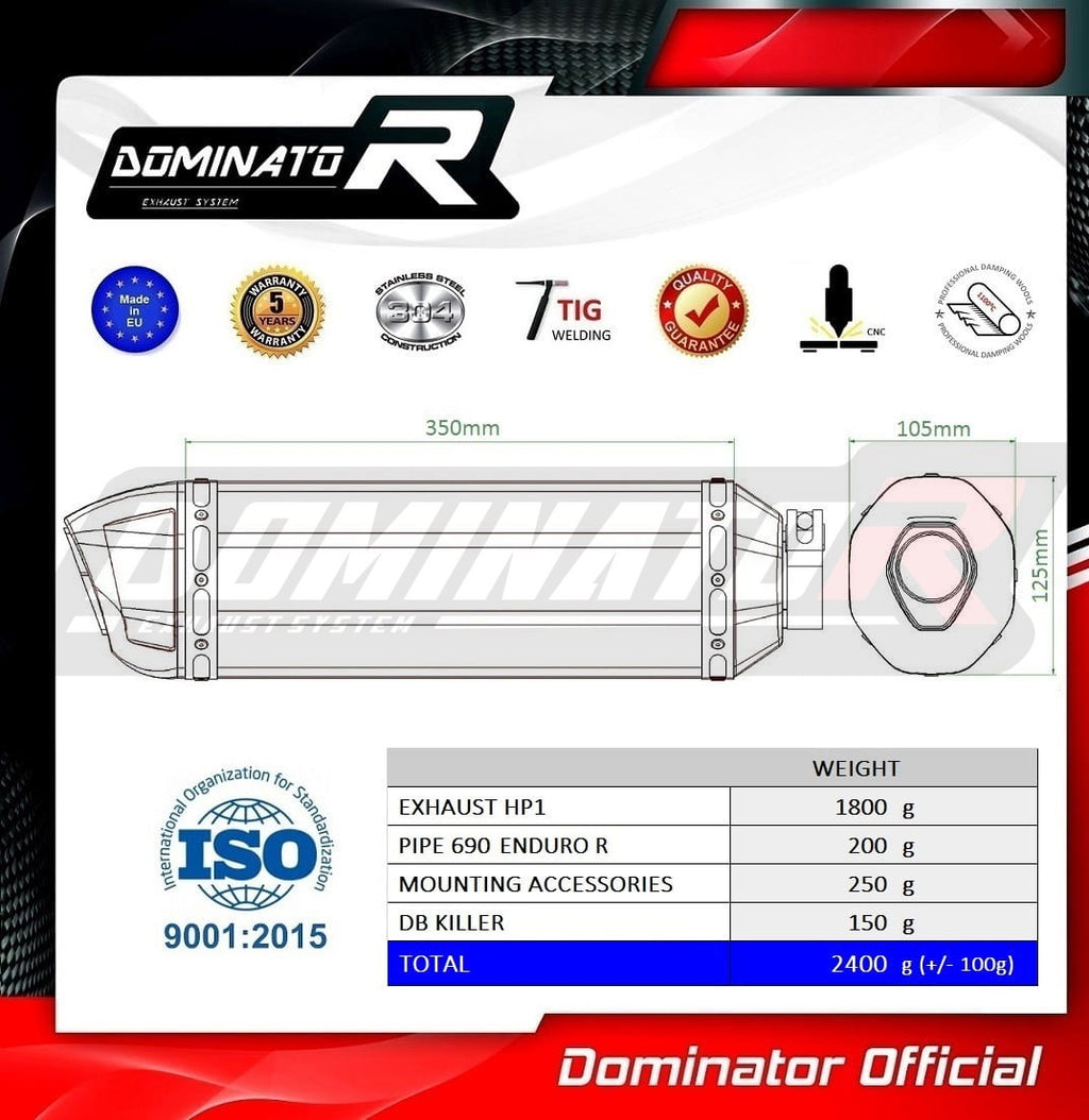 KTM 690 SMC R/Enduro R 2019 - 2020 Exhaust Silencer Muffler HP1 BLACK + dB killer medium